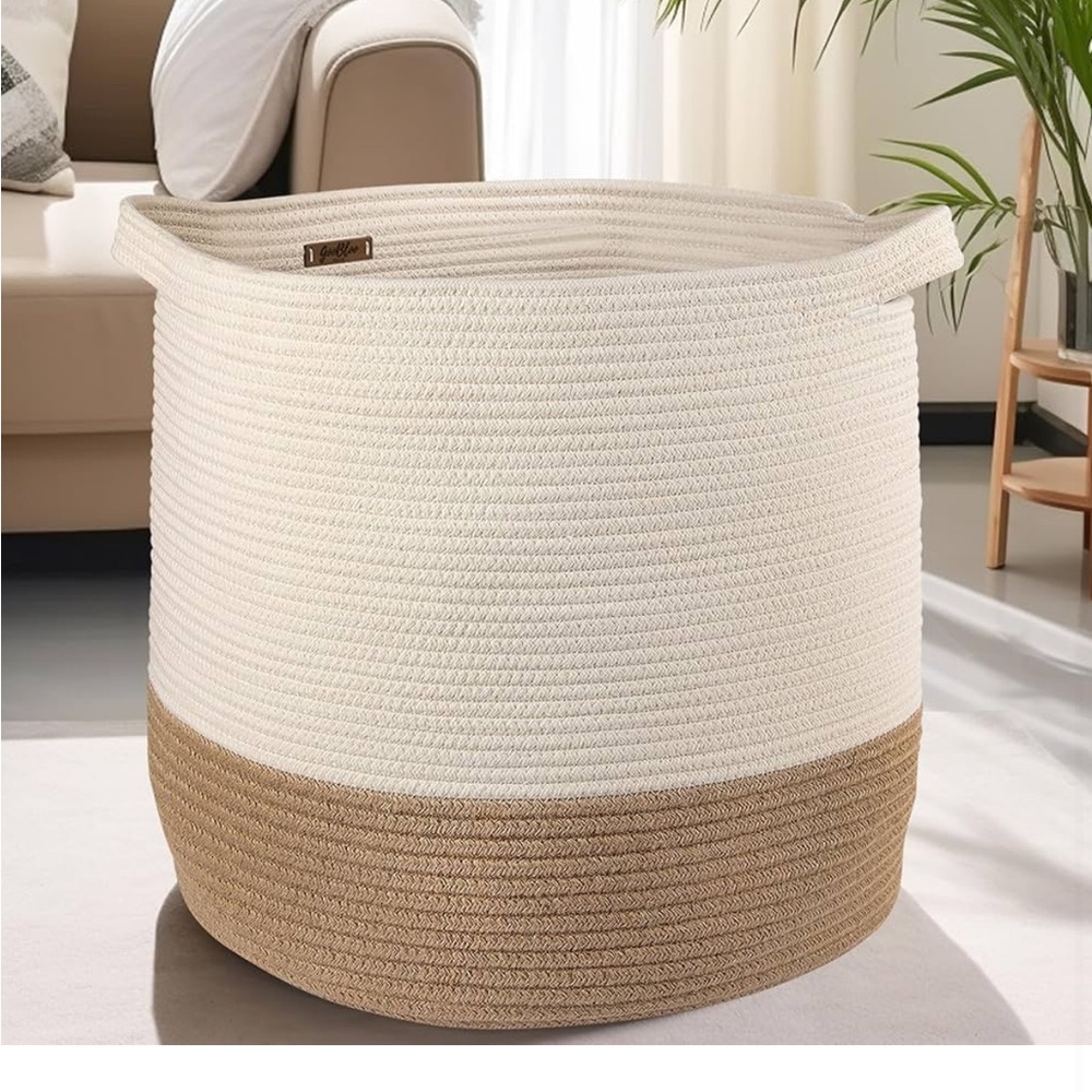 Large Woven Rope Basket with Handles - Picture 3 of 6